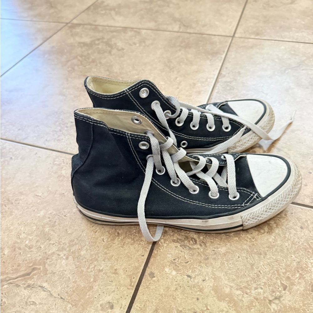 High-Top Canvas Sneakers in Black